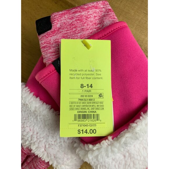 All In Motion Teens Pink Gloves 8-14 With Touchscreen Compatible Fingertips - Picture 4 of 5